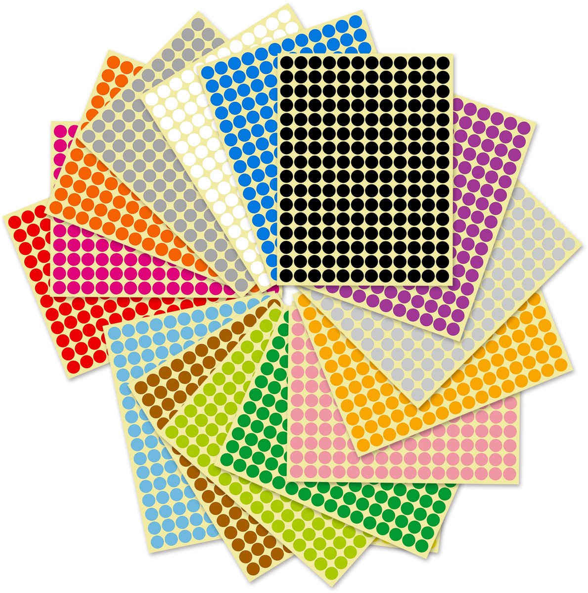 Ronde stickers 10 mm - 16 kleuren - papieren plakstippen - ideaal voor markeren en organiseren - ShopVlot