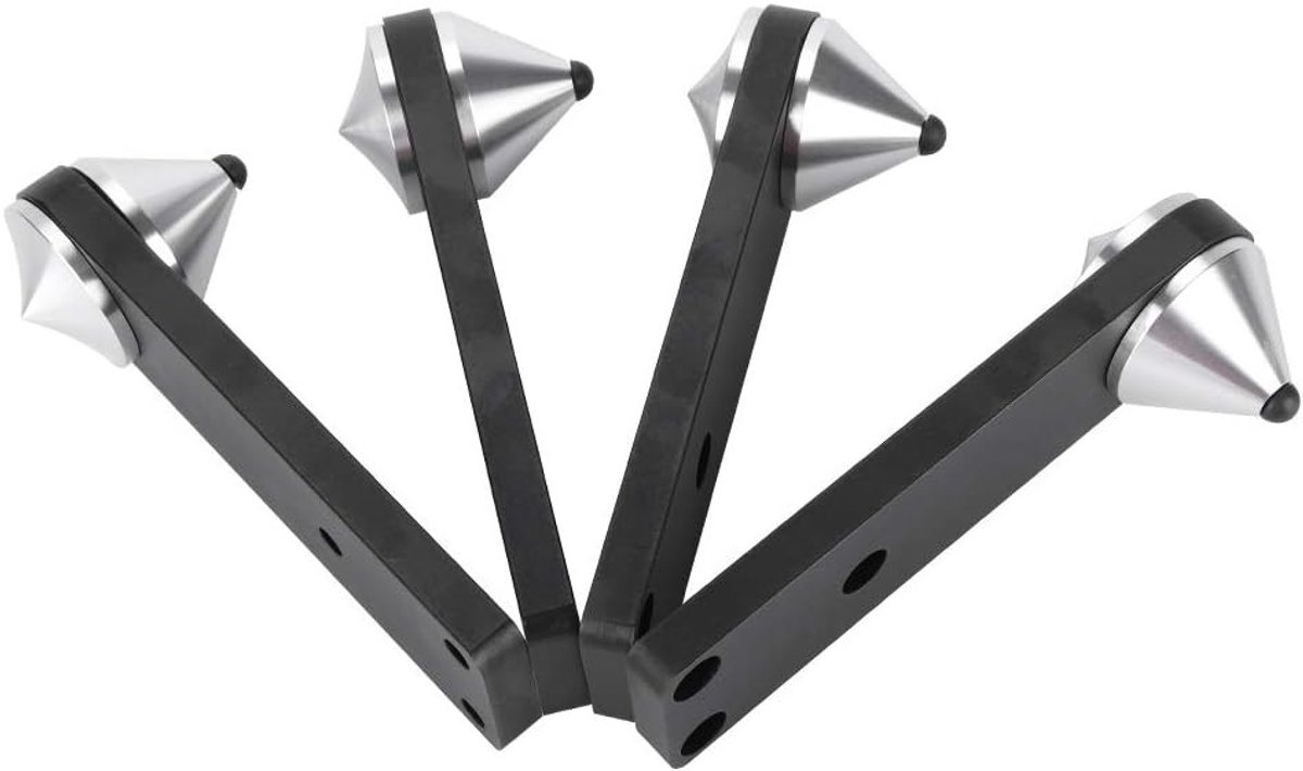 4-delige set schokbestendige aluminium spijkerbeugels voor luidsprekers, subwoofers en hifi-installaties, ideaal voor boekenplankluidsprekers en geluidsoptimalisatie