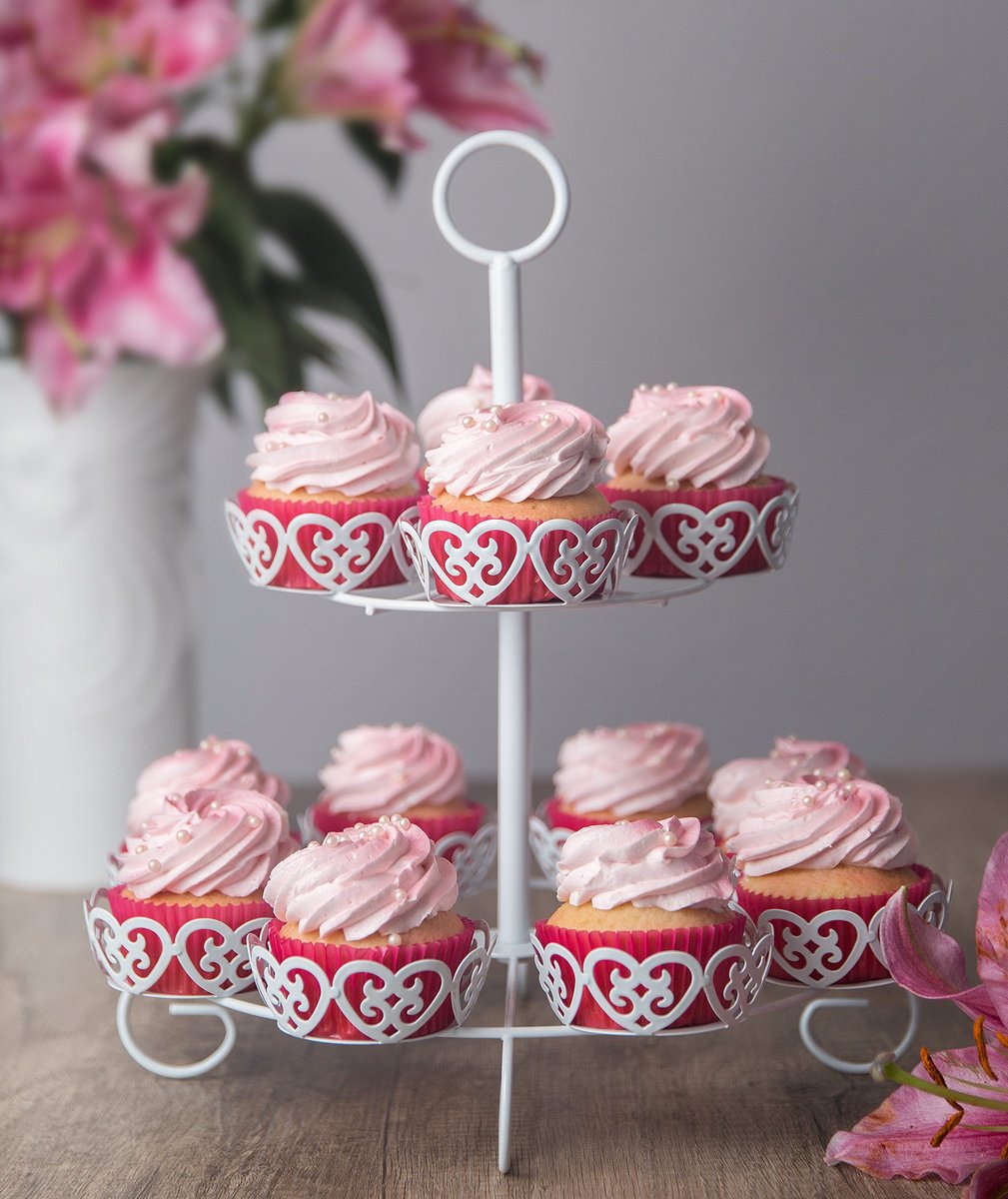 Cupcake muffin dessertstandaard 2 verdiepingen - metalen etagère wit - vintage stijl - ideaal voor kinderverjaardag - ShopVlot
