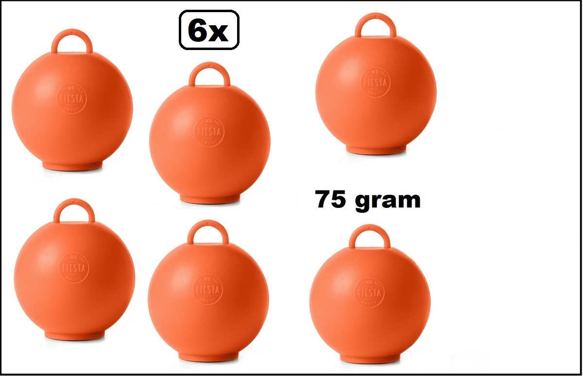 6 stuks Ballon gewicht Kettlebell oranje- 75 gram - Tafeldecoratie thema feest ballon party festival