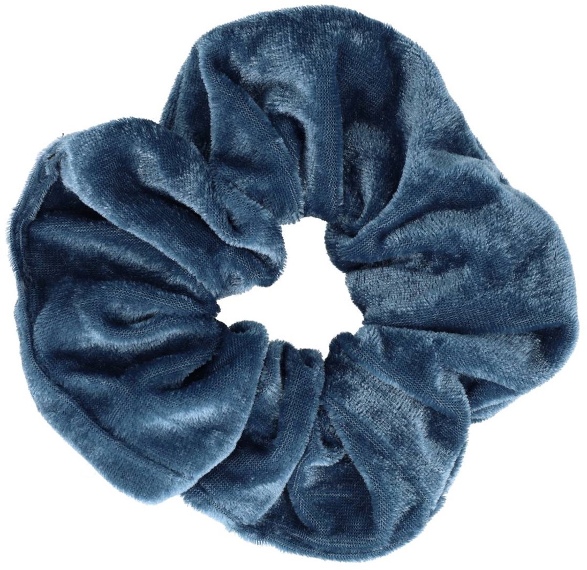 Haarsoires Haarelastiek Scrunchie – Basic – Velvet Stof – Jeans Blauw - Haarkrinkel - Haar Elastiek met Stof - Zacht & Haarvriendelijk