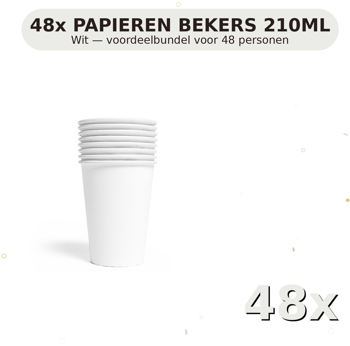 Bekers 210ml FSC Wit - Voordeelverpakking 48 Stuks voor tot 48 Personen - Feestartikelen