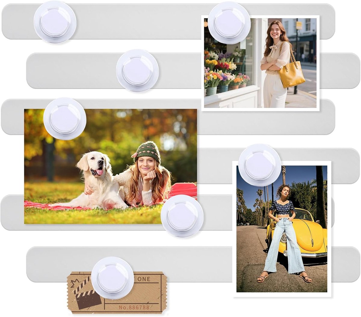 Magneetbord - 6 Stuks Frameloze Roestvrijstalen Magneetstrip met Zelfklevende Achterkant, Memobord Magnetisch Prikbord - ShopVlot