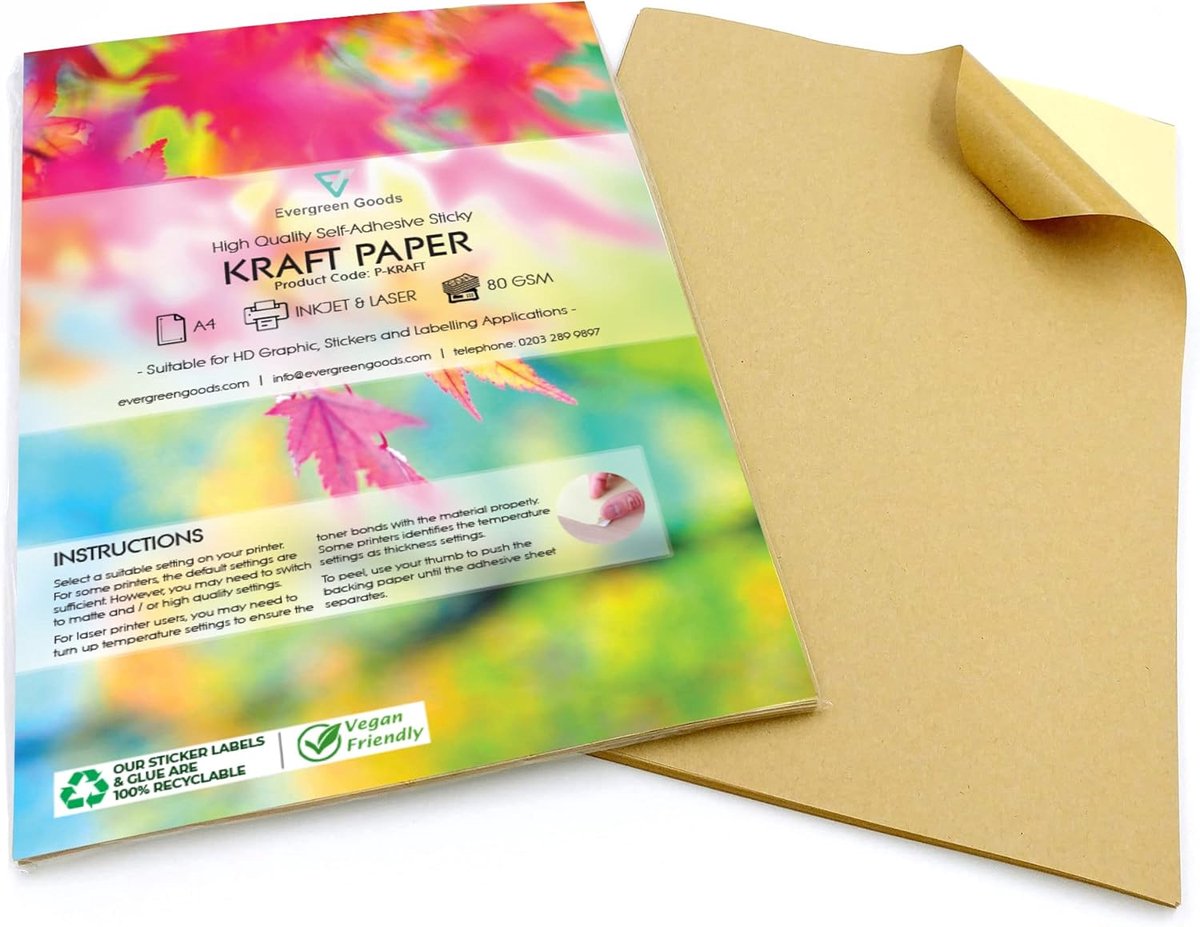 Evergreen Goods 10 Sheets A4 Kraft Matte Printable Sticker Paper Labels - Inkjet & Laser Printing - ShopVlot