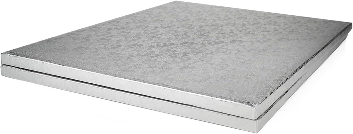 Miss Bakery's House® Cake Drum - 12mm - 60x40cm - Silver - 2 pieces - Thick cake pad - stable - coated with foil - ShopVlot