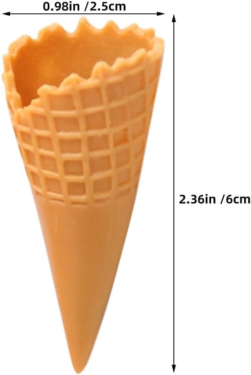 Mini IJsjes Hoorns - Realistische IJs Cone Accessoires voor Voeding Decoratie - PVC Lichtbruin en Simulatie IJscreaties