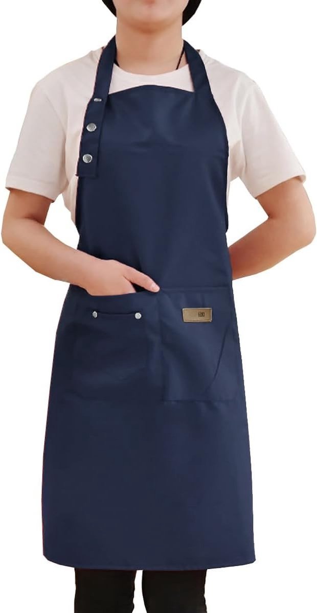 Unisex Keuken Schort, Verstelbaar met 2 Zakken, Ademend Schort voor Thuis, Restaurant en Barbecuegebruik