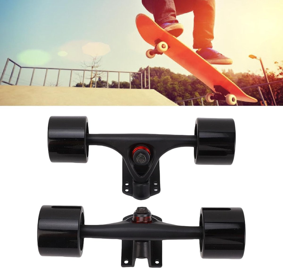 Aluminium Longboard Trucks 7 Inch met Wielen Set voor Dansboard en Skateboard - 2 Stuks, Unisex