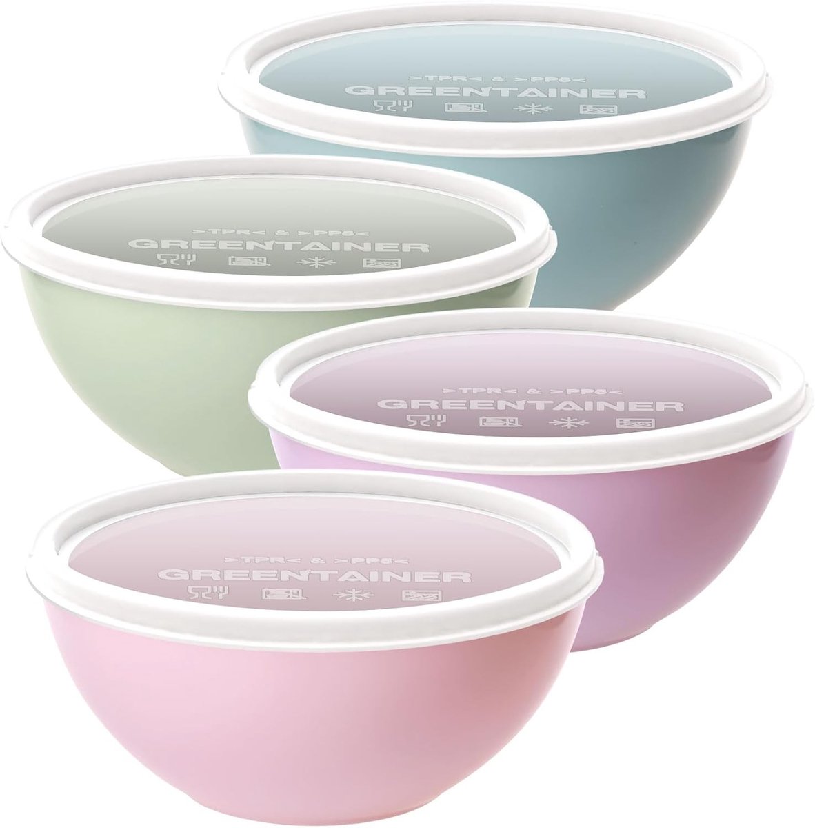 Set van 4 Grote Mengkommen met Deksel, Stapelbare Serving Bowls voor Salades, Bakken en Koken, 3.35L, Roze