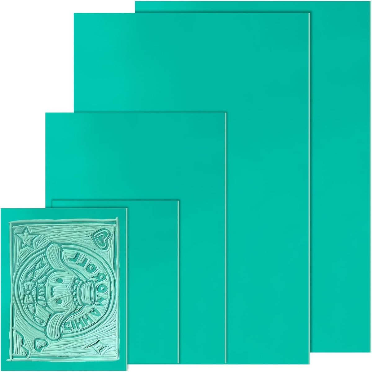 Set van 5 Linoleum Snijplaten voor Creatief Werk, PVC Drukplaten, Kunst en Ambachten