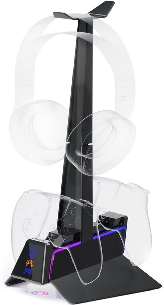 Dubbel Oplaadstation voor Gamecontrollers met Snellaadfunctie en Hoofdtelefoonhouder