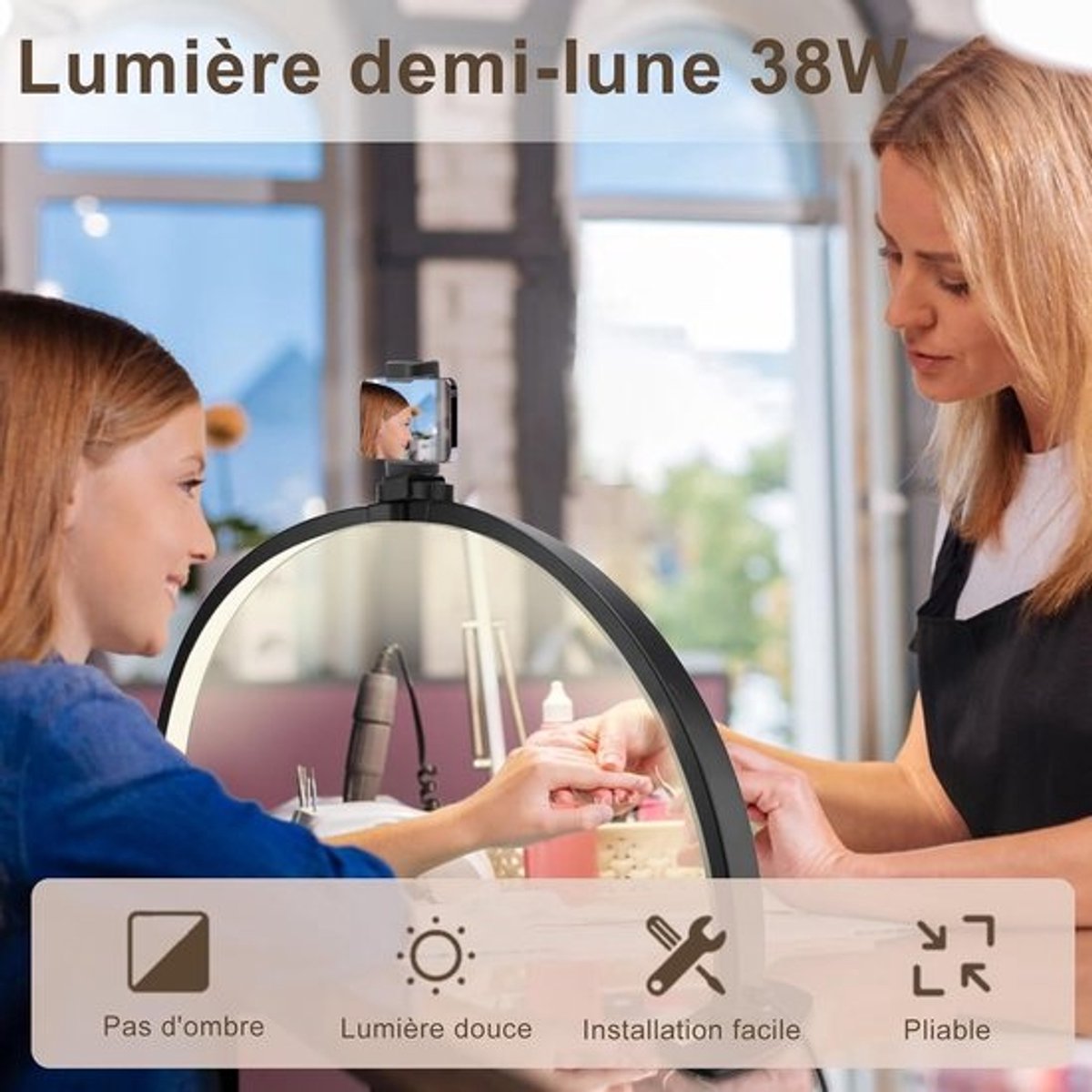 Professionele Opvouwbare Halve Maan LED Lamp voor Wimperverlenging en Nagels | 3 Kleurmodi