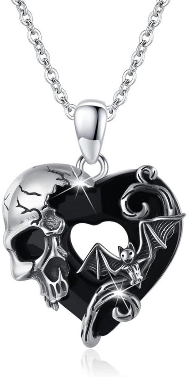 Gothic Zilveren Hanger Ketting met Dieren en Symbolen - Skull, Roos, Vlinder, Hart en Schorpioen