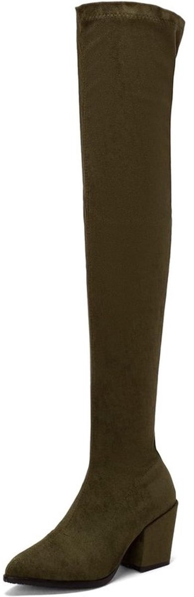 Sexy Overknee Laarzen met Blokhak en Spitse Neus - Modieus Dameskleding