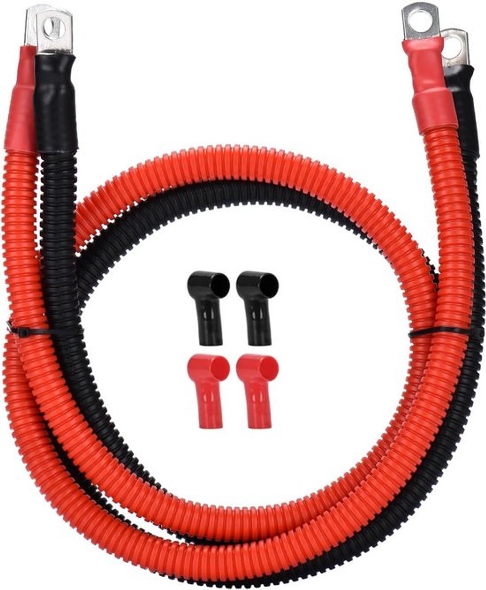 Flexibele 35mm2 Accukabel met M8 Oog terminals - Hoge Temperatuurbestendige Siliconenkabel