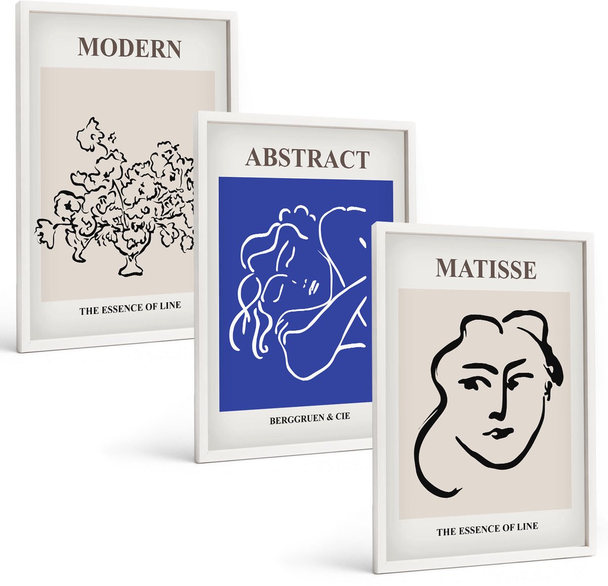 Wallfluent 3-Delige Schilderij Set - Posters In De Moderne En Abstracte Stijl Van Henri Matisse - 40 x 60 - Wanddecoratie - Schilderijen Set - Interieur - Decoratieve Schilderijen