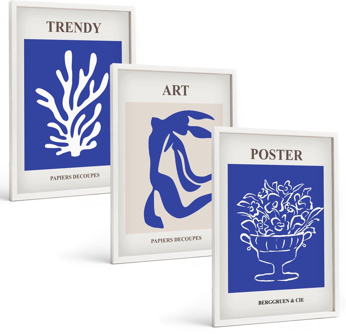 Wallfluent 3-Delige Schilderij Set - Abstracte Kunstposters Van Henri Matisse - 40 x 60 - Muurdecoratie - Wanddecoratie - Slaapkamer - Stijlvolle Muurdecoratie