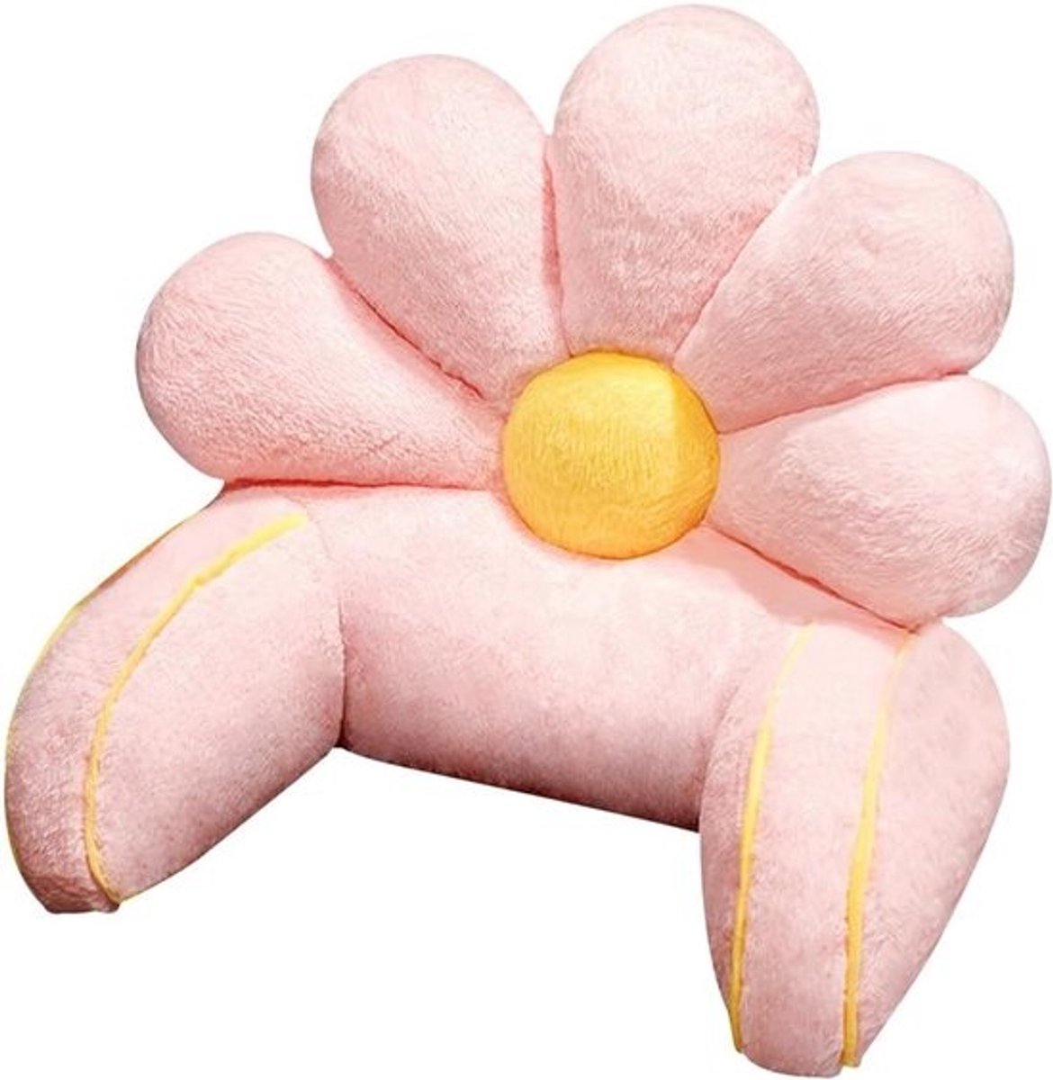Comfortabel Lees- en Rugsteunkussen met Armleuning - Bloemvormig Pluche Kussen voor in Bed en Bank