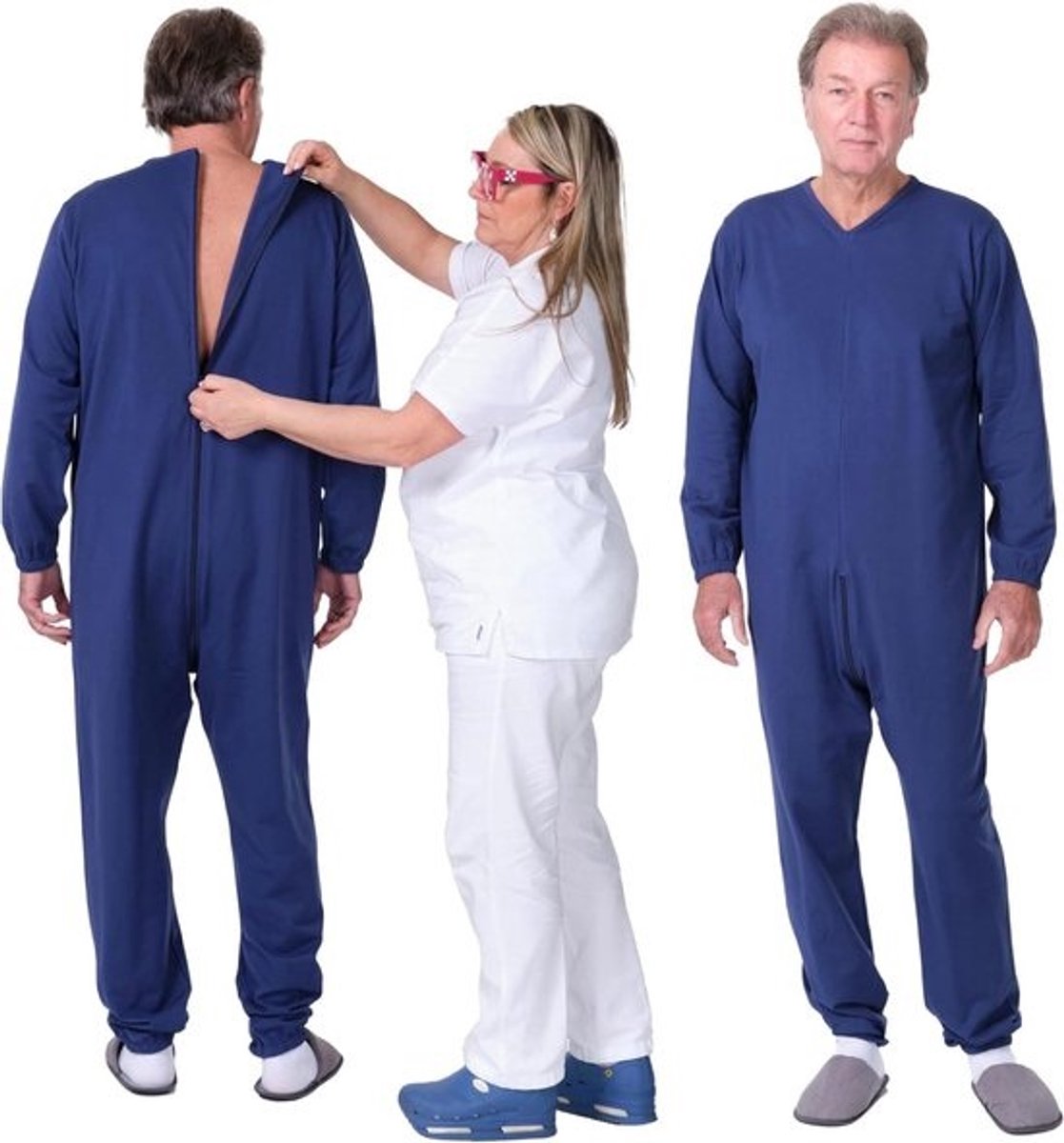 Sanitaire Pyjama - Incontinentie Pyjama - Comfortabel Slapen - Ritssluiting op Rug - Winter Fleece - Uniseks