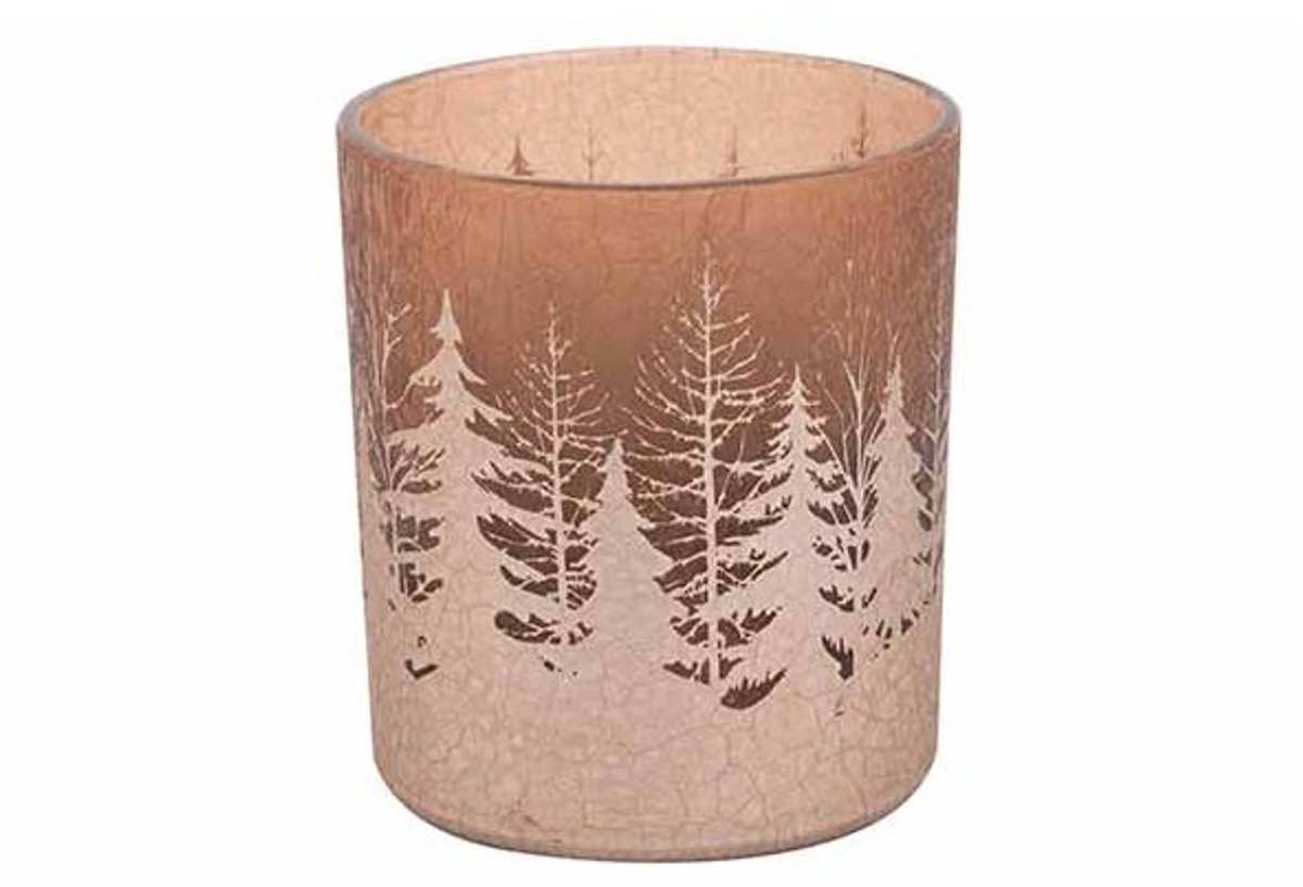 Theelichthouder Cracke Trees Oud Roze 7x 7xh8cm Glas