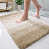 BOTC Badmat - Antislip - 80x50cm - Absorberende Badmat - Douchemat - Toiletmat - Geel/Wit