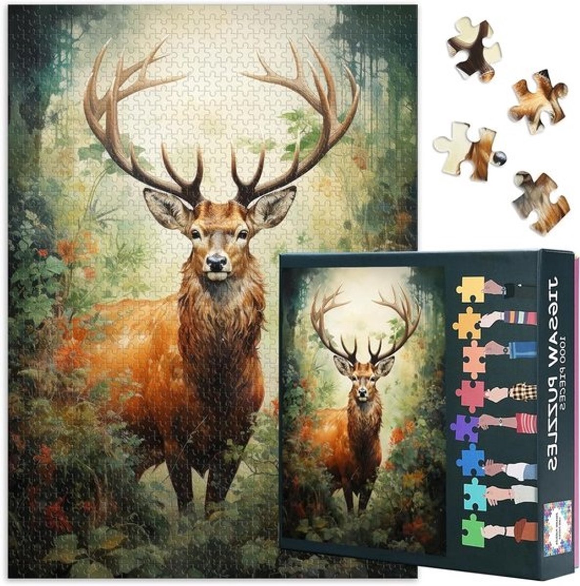 Legpuzzel Dieren - Puzzel Volwassenen - Ontspannen Tijdverdrijf - 1000 Stukjes - 70 x 50 cm - Bosmotief