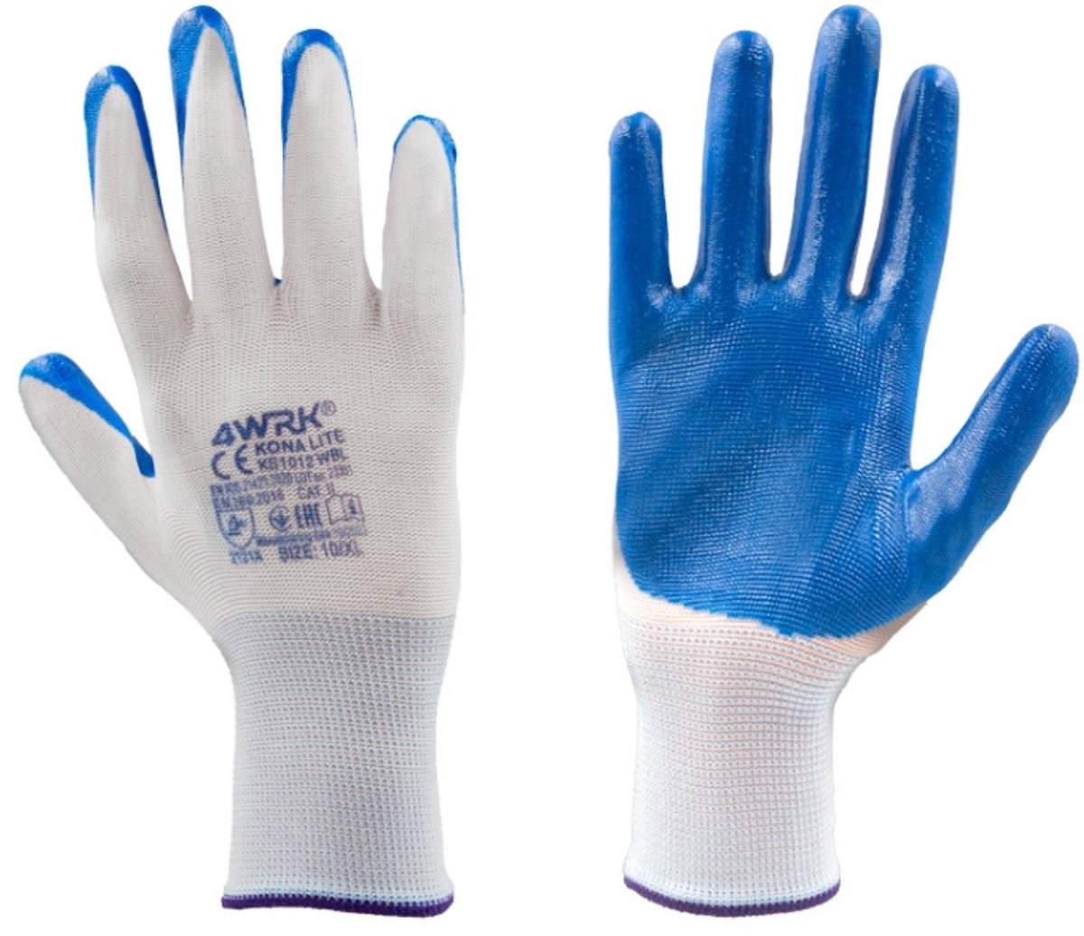 KONA LITE Werkhandschoenen-Veiligheidshandschoenen-Montagehandschoenen blauw -12 paar maat- 10/XL