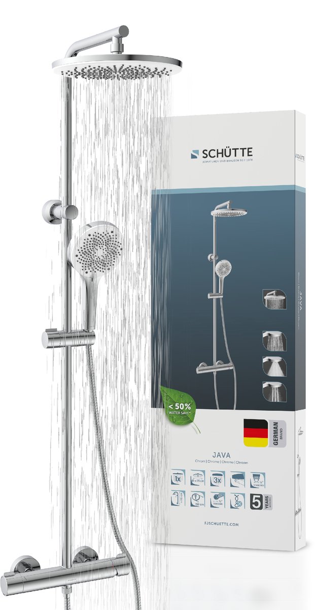 SCHÜTTE JAVA Regendouche Set - Chroom - Met Eengreepsmengkraan