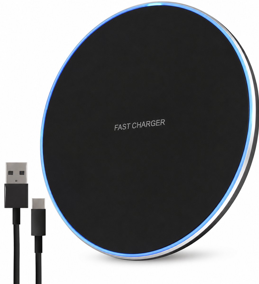 Draadloze Oplader - Wireless Charger - Fast Charger -15W - Geschikt voor alle Draadloos Oplaadbare Smartphones - Inclusief Kabel