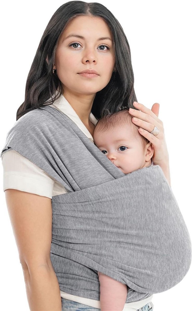 casalora - Baby Draagdoek Grijs - Draagzak - Baby Wrap - Baby carrier - Draagdoek geweven - Newborn - Voor Baby 0-36 maanden