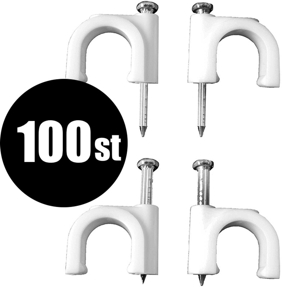 100 stuks Kabelclip | Spijkerclip | 8 mm | Draadwandklem | Kabel klem | Kunststof | Wit
