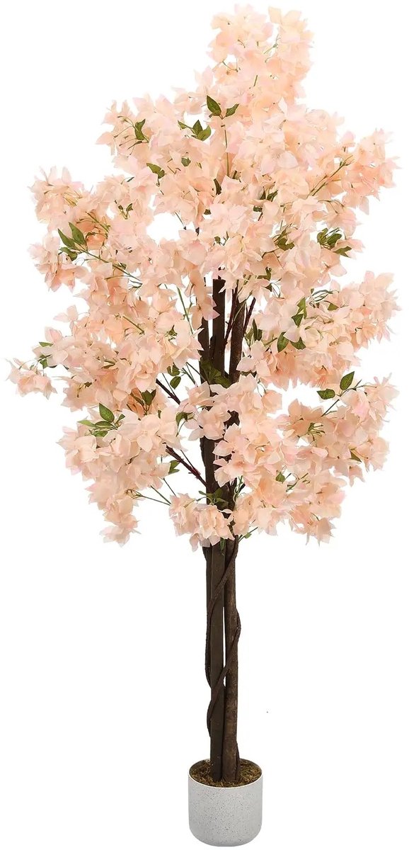 Molhaus Kunst Kersenbloesemboom - 160 cm - Natuurgetrouwe lichtroze bloemen, Decoratieve roze kunstplant voor binnen