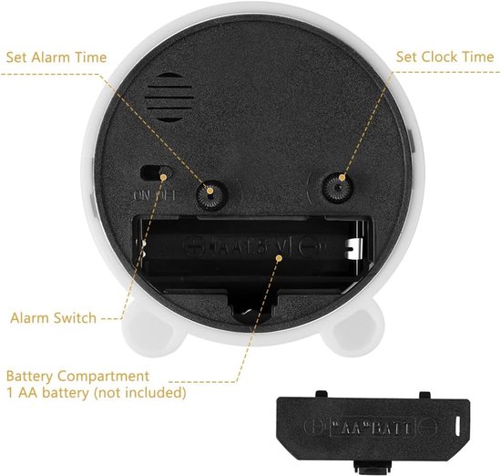 Analoge wekker voor kinderen zonder tikken, kinderwekker voor schoolbeginners, stille leerwekker, analoge wekker voor jongens en meisjes, kinderdagcadeau, batterij-aangedreven wekker (batterijen — afbeelding 5