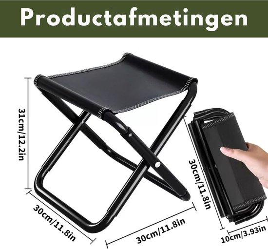 DYVNS® Voetenbank buiten - Camping Kruk - Opvouwbaar - Weerbestendig - Zwart — afbeelding 4