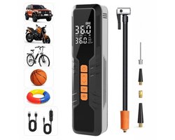 Elektrische fietspomp - Oplaadbaar & Draagbaar - Tot 10.3 Bar– Geschikt voor Auto, Fiets, Motor en Scooter – Met Digitale Manometer en Verlichting - Elektrische Bandenpomp