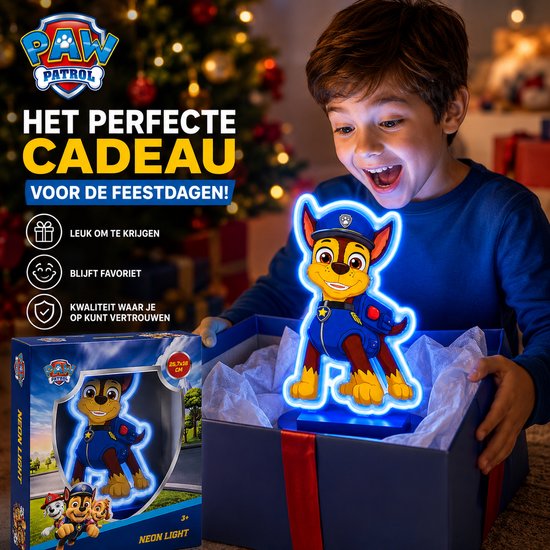 Paw Patrol Nachtlamp Chase - Neon Lamp voor Kinderkamer en Slaapkamer - Nachtlampje Kinderen - Bedlampje met Aan/Uit Knop - 25,7x18 cm van Paw Patrol — afbeelding 3