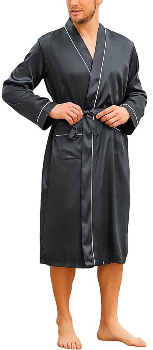 Luxe Heren Badjas Kimono Lichte Zijdeachtige Stijlvolle Nachtkleding