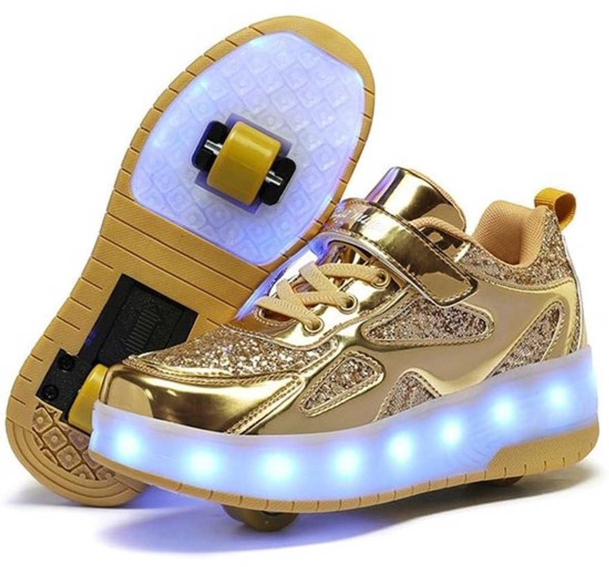 Kinderschoenen met wieltjes Rolschaatsen sneakers Outdoor sport Intrekbare dubbele wieltjes Pailletten