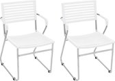 Stapelbare Stoelen Wit 2 STUKS / Eetkamer stoelen / Extra stoelen voor huiskamer / Dineerstoelen / Tafelstoelen / Barstoelen