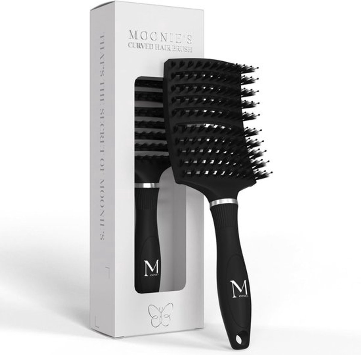 No-Tangle Haarborstel voor Lang Haar, Paddle Brush voor Vrouwen, Mannen & Kinderen, Geschikt voor Nat & Droog Haar, Zwart