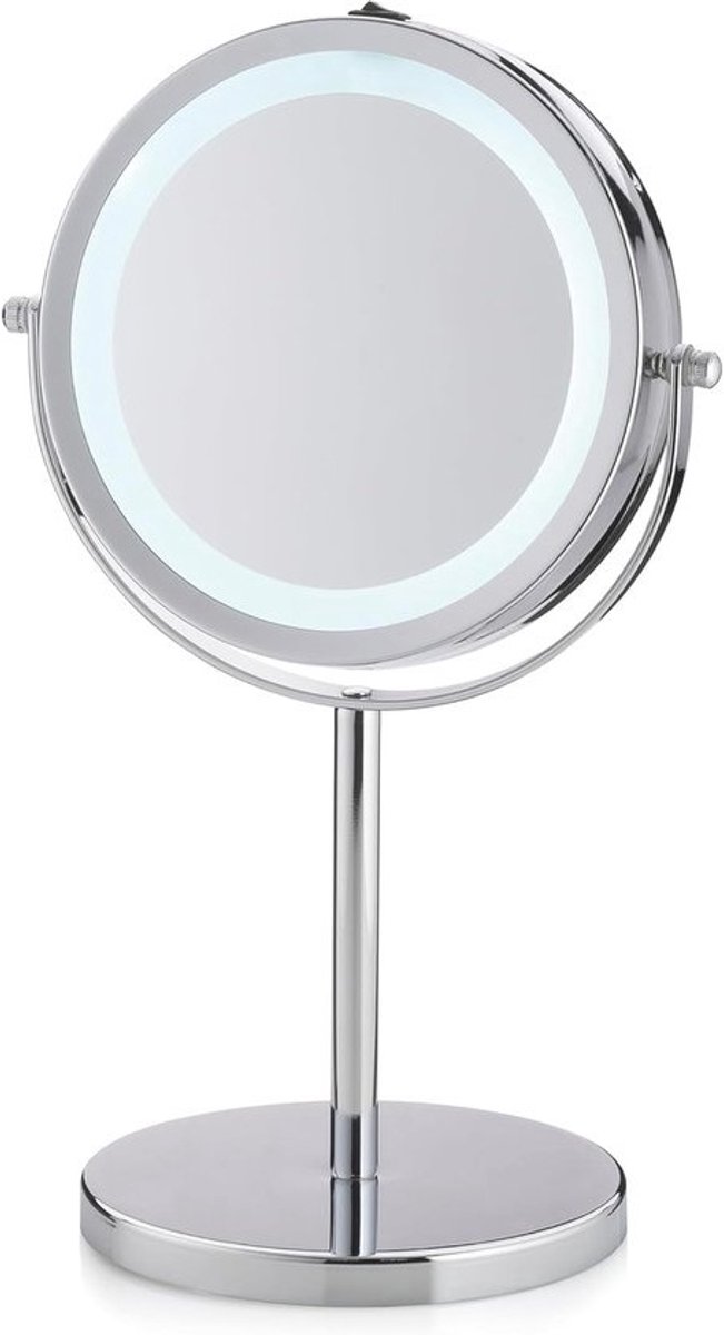 Verlichte Make-up Spiegel - Cosmetica Spiegel - Precisie Make-up - Verstelbare Vergroting - 13cm Rond - Verchroomd