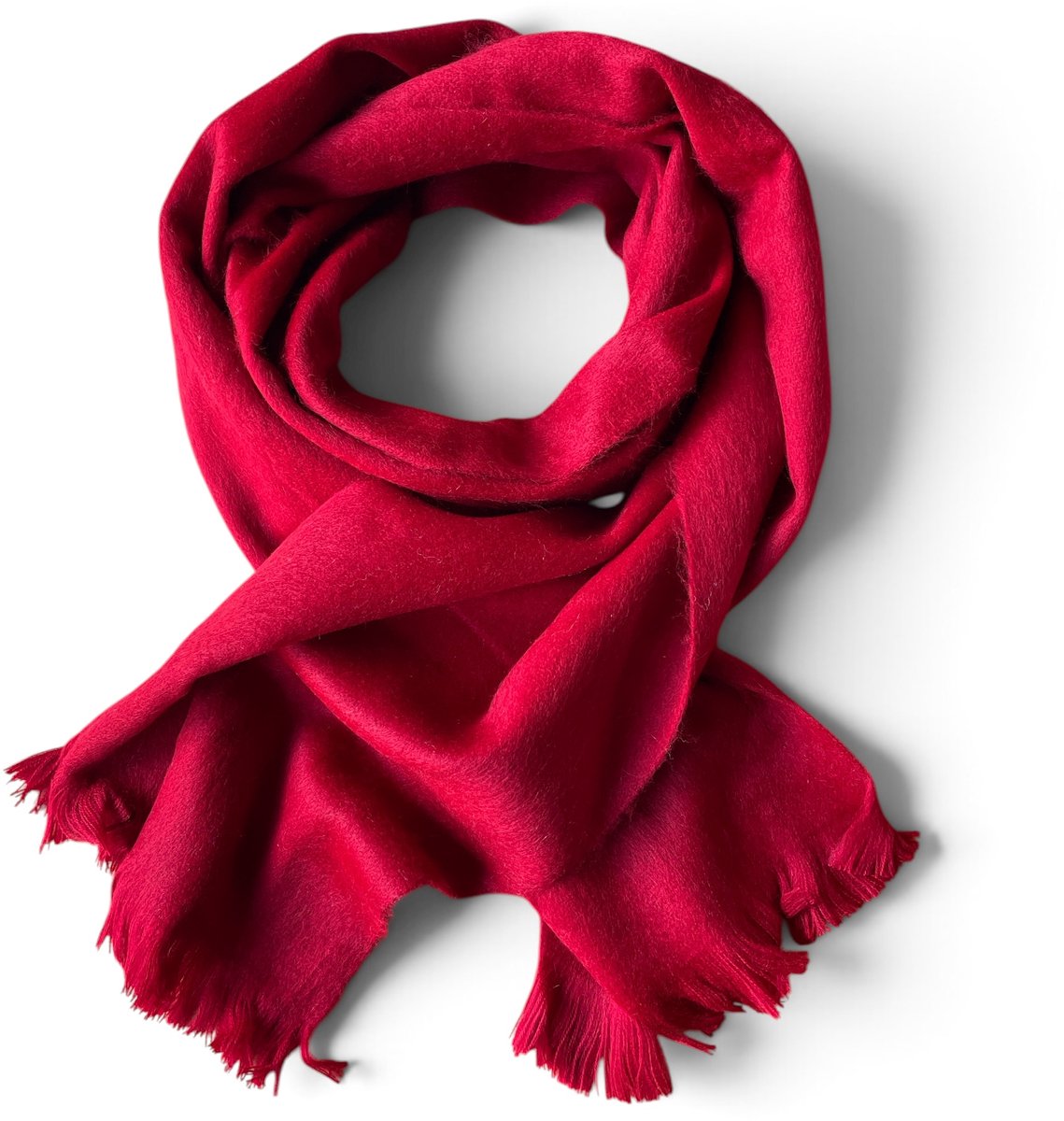 Luxe Alapaca wollen sjaal | 195x33 cm | Rood| Handgeweven