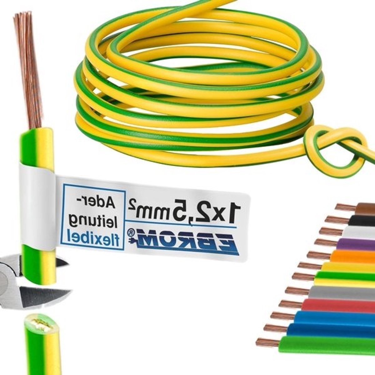 Aderleiding Flexibel - Installatiedraad Meerdradig - Interne Bedrading - Conform VDE 0281 - 100 meter - Geel