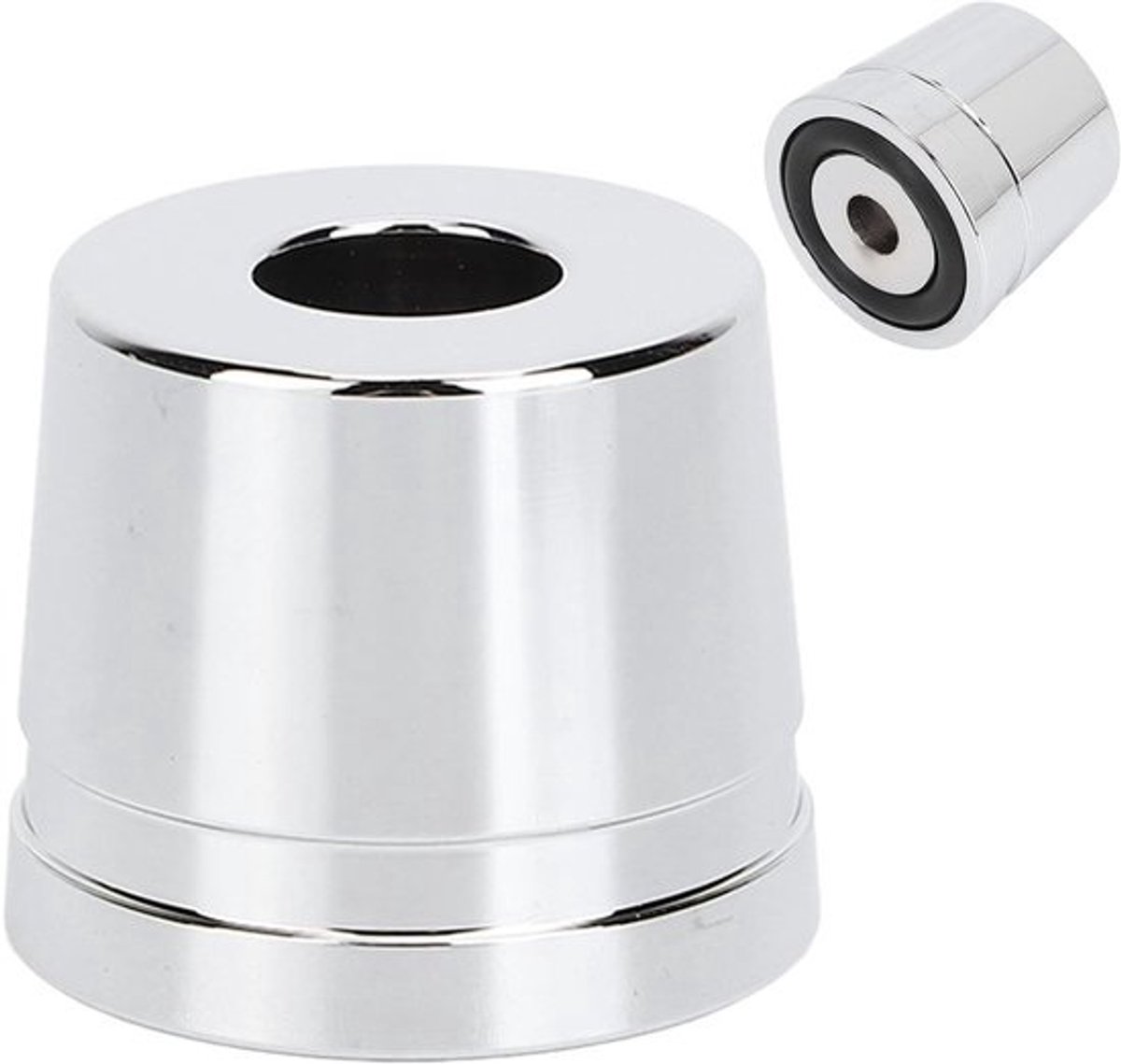 Allecto Plus - Houder Scheerkwast en Scheermes Metaal Compact Formaat met Brede Opening - Universele Standaard Scheermes - Duurzaam Alloy Materiaal - Badkamer Accessoire.
