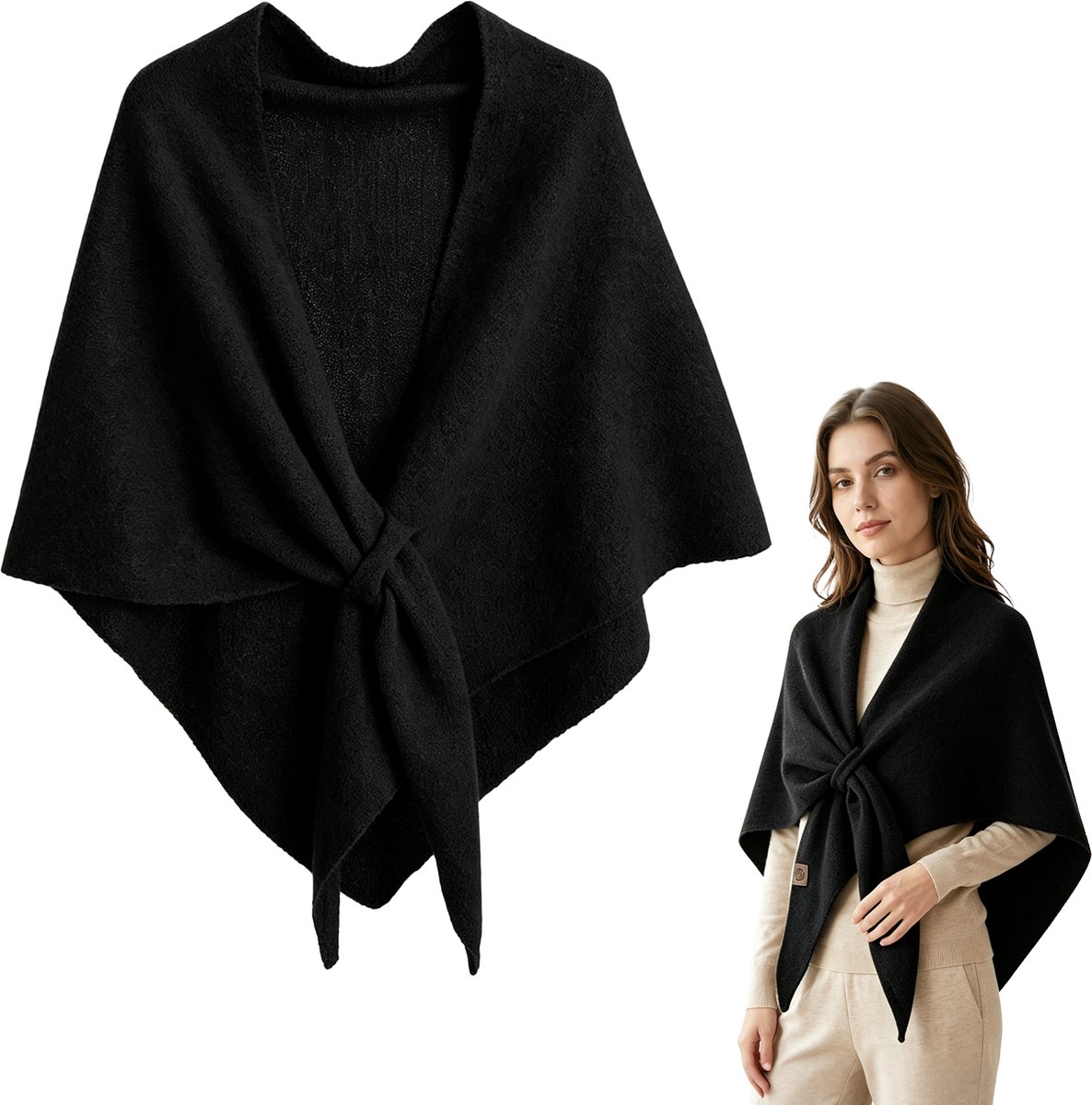 Omslagdoek – 185*72cm –1 stuks - Herfst-/winteromslagdoek – Damesomslagdoek – Warme sjaal – Warme halswarmer/snood – Cape/bolero – Elegante omslagdoek/sjaal – Warme winteromslagdoek voor dames – Omslagdoek voor bruiloft/avond