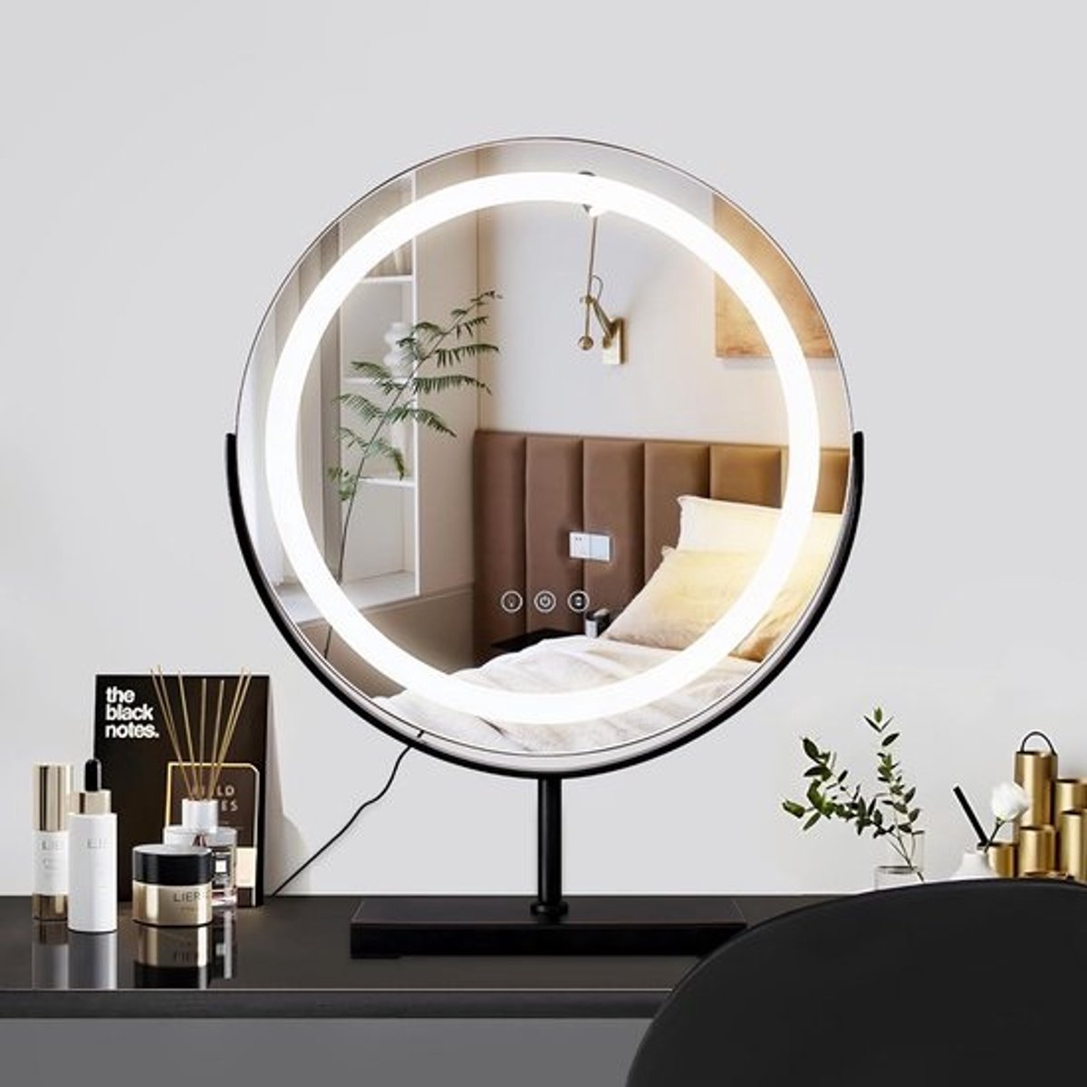 Ronde Led Make-up Spiegel met Touch-schakelaar en 3 Kleurmodi