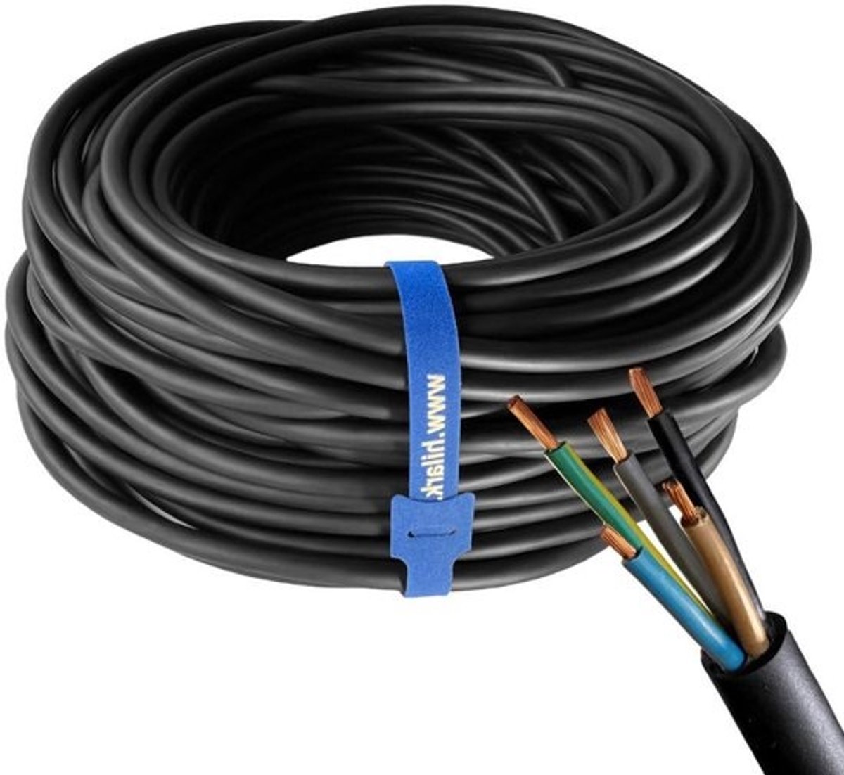 Bouwplaatskabel - Industriële kabel Rubberkabel - Elektrisch gereedschap - Neopreen rubber mantel - 5 meter - Zwart