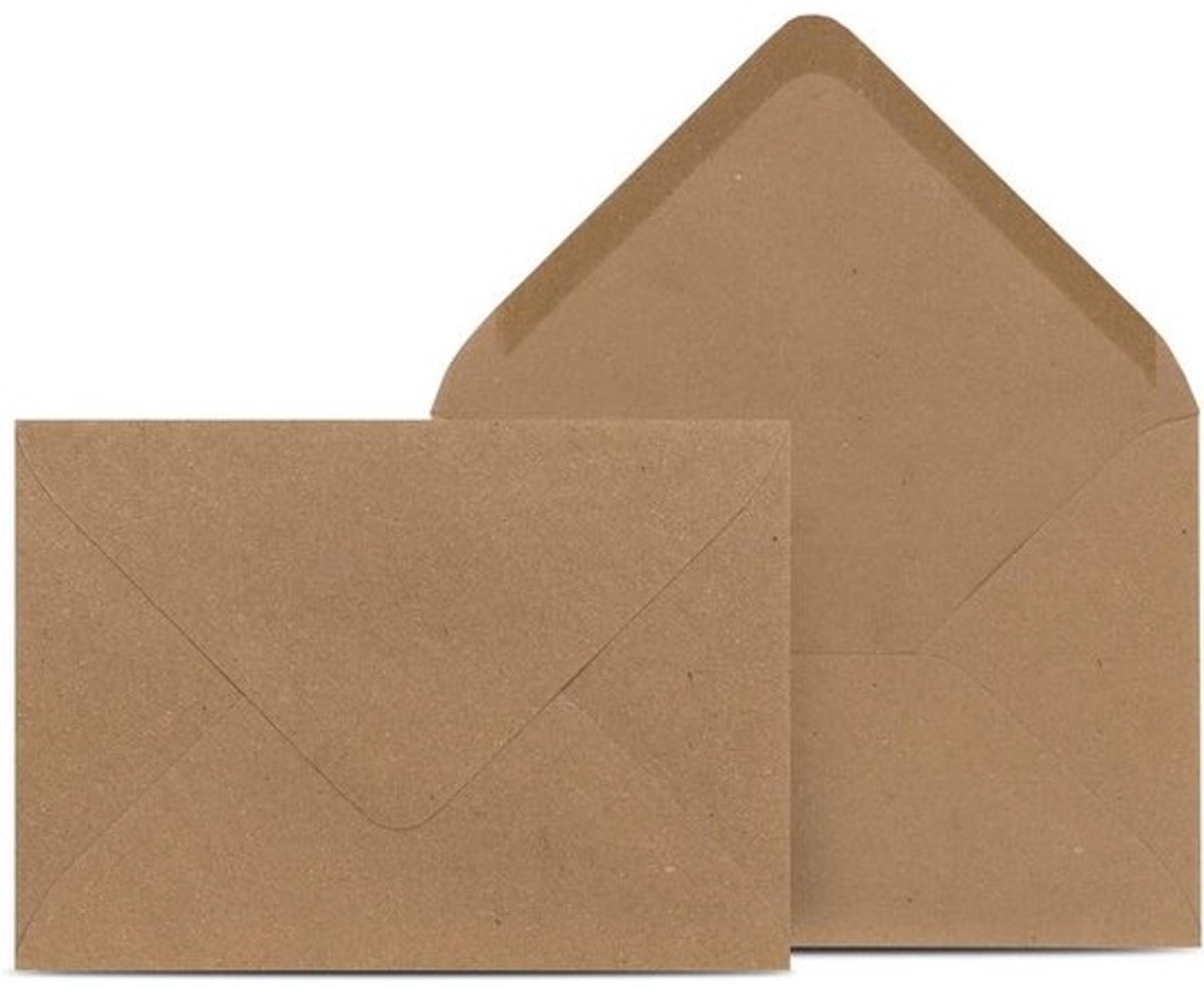 Enveloppen C6 Kraftpapier - Omslagen Bruin Papier - Versturen van Brieven - Zonder Venster - 114 x 162 cm - Bruin