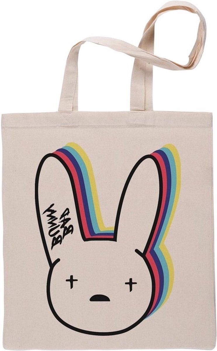 Boodschappentas - Draagtas Tas - Boodschappen Doen - Psychedelisch Design - 42 x 38 cm - Beige