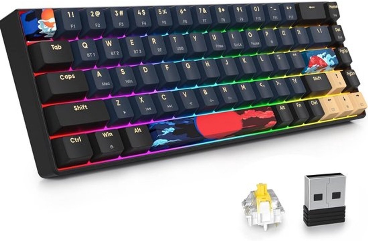 Compact Mechanisch Toetsenbord met RGB Achtergrondverlichting - Draadloos en Bedraad